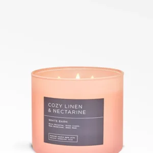Bath & Body Works Cozy Linen & Nectarine Vela 3 Mechas