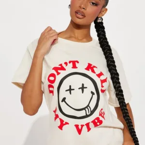 Fashion Nova | Don't Kill My Vibe Smiley T-Shirt