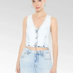 Forever 21 | Cropped Bleach Wash Vest