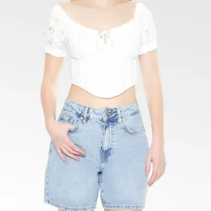 Forever 21 | Floral Eyelet Corset Crop Top