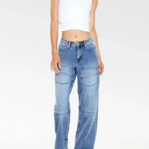 Forever 21 | Embroidered Wide-Leg Cargo Jeans
