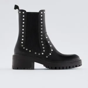 Zara Low Heeled Studded Ankle Boots