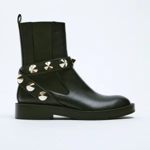 Zara Studded Strap Ankle Boots